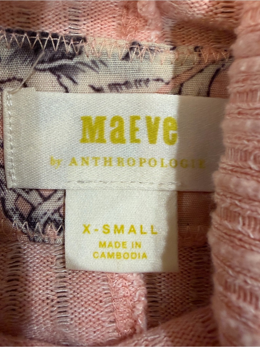 Anthropologie Maeve Light Pink Ribbed Knit Boxy Cowl Neck Sweater - Size XS - Picture 2 of 8
